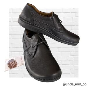 Birkenstock by Footprints Black Genuine Leather Oxford Tie Up Walking Shoe Sz 41